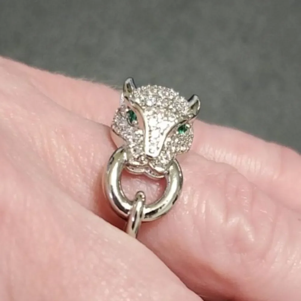 Sterling silver leopard head ring size 6